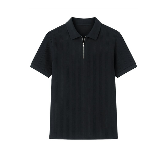 T-Shirts USA Men's Premium Black Half-Zip Polo T-Shirt
