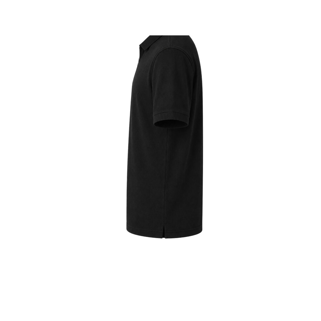 T-Shirts USA Men's Premium Black Half-Zip Polo T-Shirt